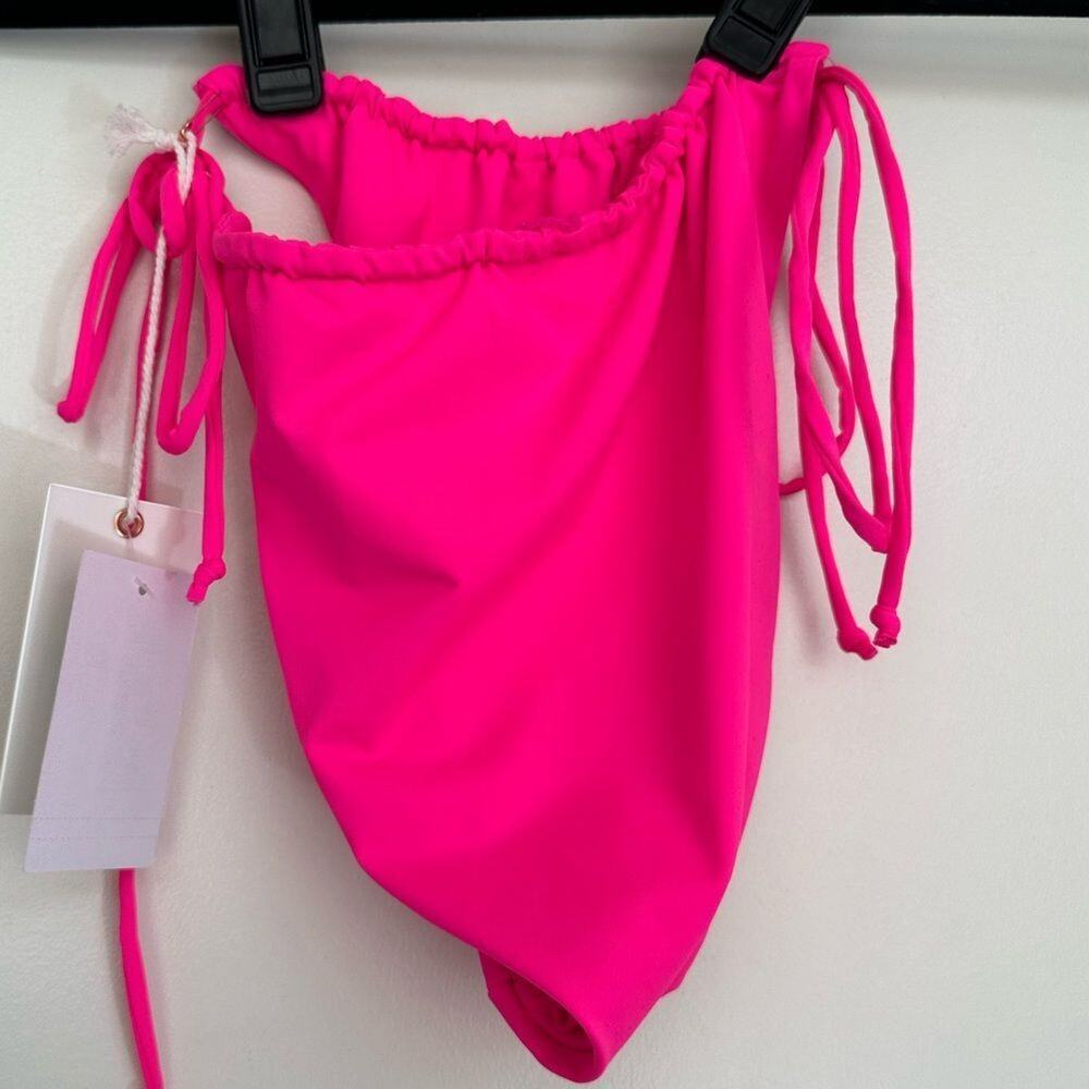Good American Tiny Ties Bikini Bottom Hot Pink Size 2 Medium NWT - Picture 3 of 9